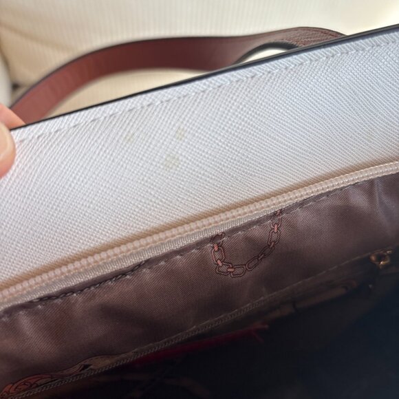 Montana West 2 Piece Handbag Set- Matching Tote Bag Purse/Satchel Cream & Brown - Picture 8 of 16